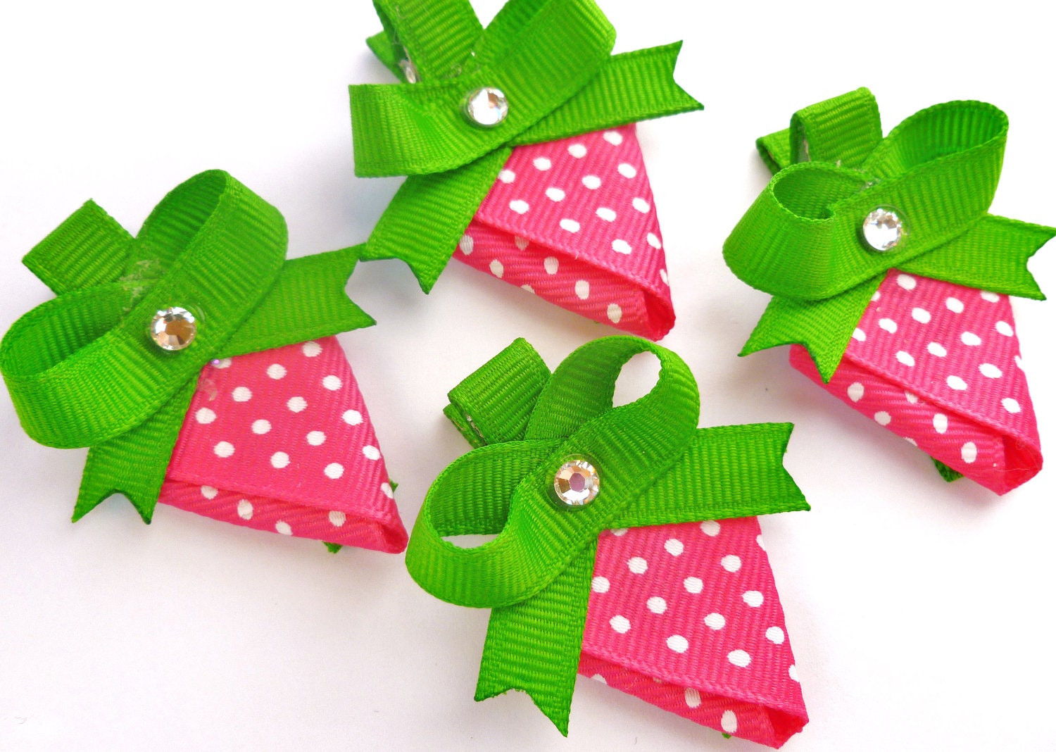 One Strawberry Hair Bow Clip Party Favorspink White Green