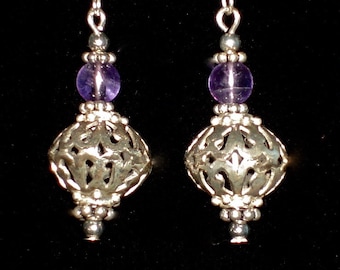 Sterling Silver & Amethyst Dangle Earrings