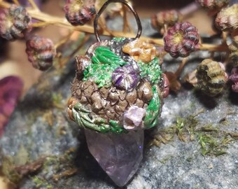 Beltane Amethyst Acorn Protection Pendant