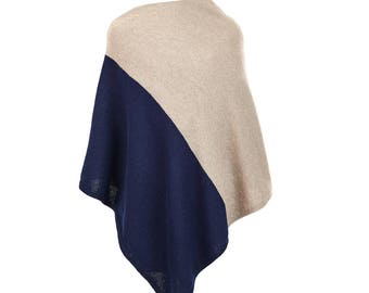 Lambswool and angora two colour poncho