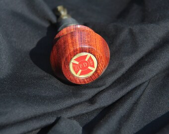 Honduras Redheart Bottle Stopper with inset Fire Department Symbol
