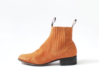 1990s Tan Nubuck Leather Chelsea Boots