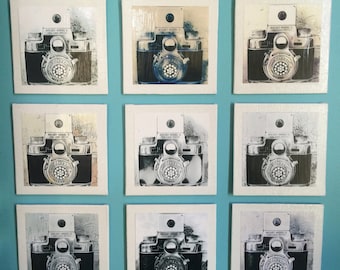 Art Box Atelier -:- Canvas Mounted Prints - Up Cycled Pinhole Camera - Bolsey Twin Lens Reflex Camera - Collection of 9 Prints - Wall Decor