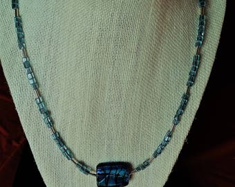 Blue Mother of Pear Necklace
