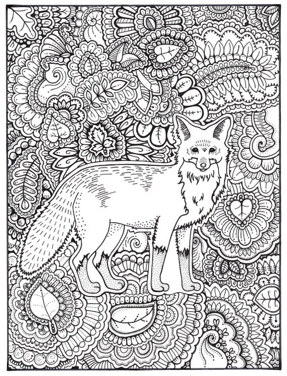 Fox Coloring Page Coloring Book Pages Printable Adult