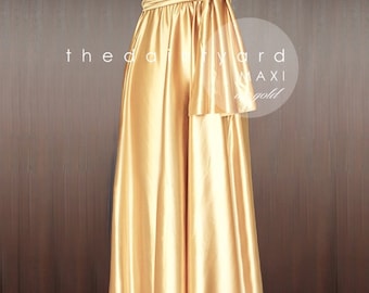 MAXI Gold Bridesmaid Dress Convertible Dress Infinity Dress Multiway Dress Wrap Dress Wedding Dress Full Length Dress Maid of Honor