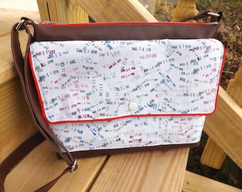 Library Print Crossbody Traverse Bag