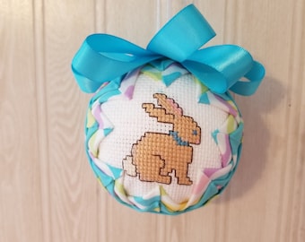 Hand-stitched Rabbit/Easter Egg Fabric Ornament