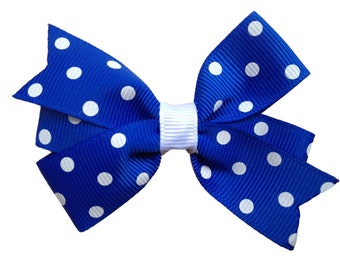 Blue polka dot hair bow - hair bows, toddler bows, toddler hair bows, girls hair bows, baby bows, hair bows for girls, baby hair bows, bows