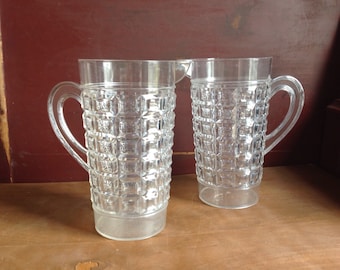 Large Regaline Plastic Pitchers - Crystal Look Pitcher Pair Lemonade Iced Tea Drinkware Vintage Retro Kitsch Barware Kitschy Kitchen USA