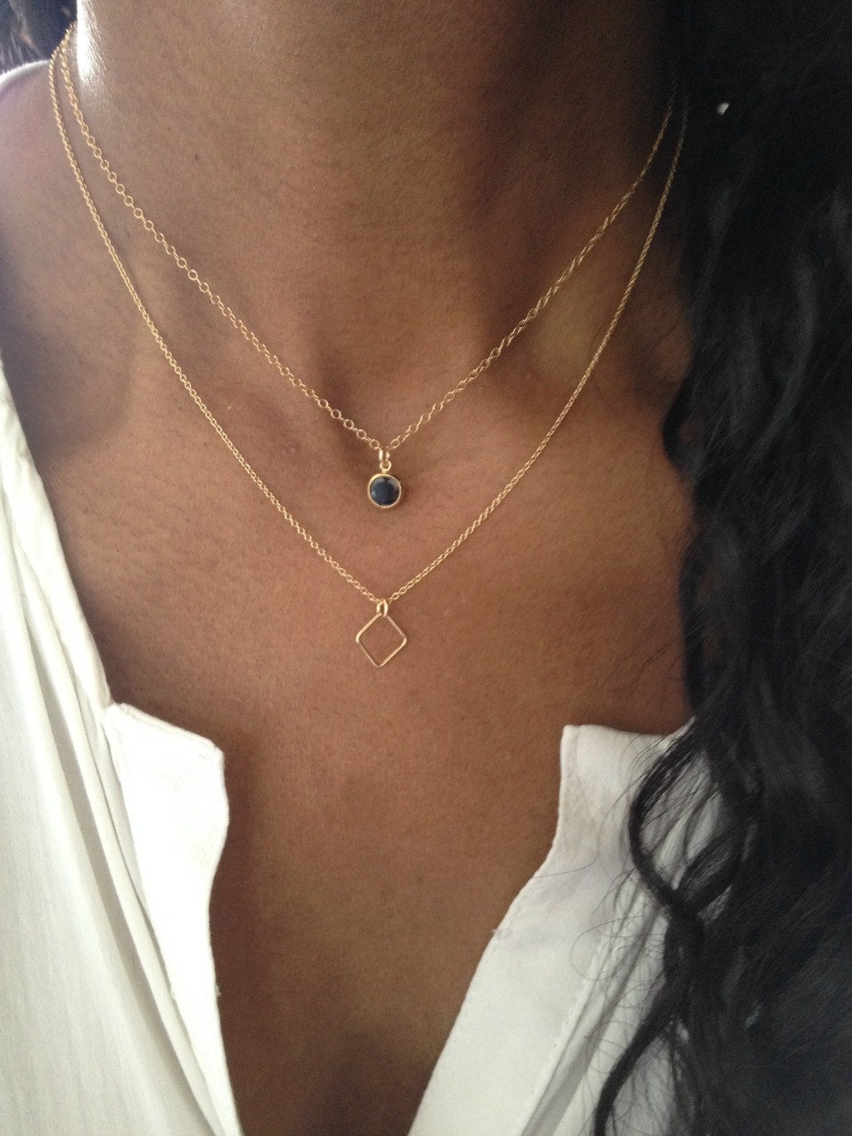 Gold 2 Layer Necklace/ Gold Double Layer Necklace/ Gold Choker