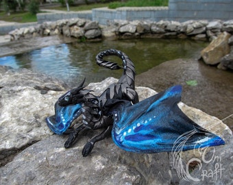 FOR EXAMPLE! Dragons OOAK poseable art doll resin, imitation leather, gem, acrylic, paint, clay