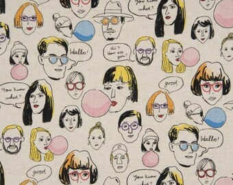 Japanese Fabric | Linen Cotton Canvas | COSMO TEXTILE | Funny Face - Foreigner | Anna Fabric