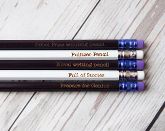 Personalised writers Pencils - Choose your colour and any wording - Custom Fun pencils - Potential Author Pencil