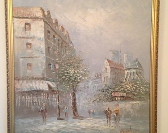 Caroline Burnett Original Oil Painting Signed and framed Parisian Street Scene