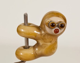 SALE - Dark Tan Sloth Lampwork Glass Bead