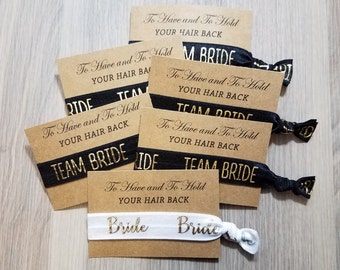 Black and Gold Team Bride Set | To Have & To Hold Your Hair Back | Bachelorette Party Favors | Bachelorette Hair Ties | Bridal Shower Favors