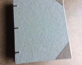 Green and brown journal, handmade paper, sketch book, travel journal, guest book, recycled guestbook, diary, sketchbook, homemade paper