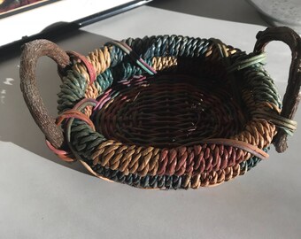 Sturdy solid well made small basket in mult colors