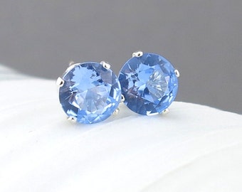 Aquamarine Stud Earrings Blue Earrings March Birthstone Jewelry Aquamarine Earrings Gemstone Earrings Gift for Her