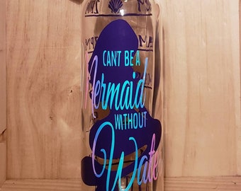 Mermaid Water Bottle, Eco Friendly Water Bottle, Personalized Bottle, Custom Gift, Glass Bottle