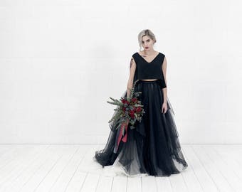 Lilith - alternative wedding dress / black bridal gown / gothic bride wedding dress / custom color gown / dark colors wedding dress