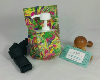 Massage Therapy 4oz cream jar hip holster, marble brights, black belt