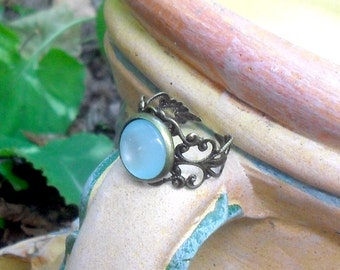 MEDIEVAL RING, FANTASY rings, Elven rings, medieval jewelry, Victorian ring, Tudor ring, Tudor jewelry, elf ring, gift for women, aqua