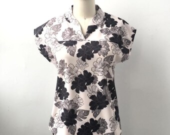 Women's blouse - Mao collar - lightweight - short sleeves- Interval Collection - pale lotus 110.00