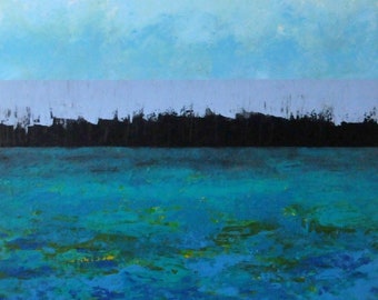 Abstract seascape painting, large wall art, abstract wall art, canvas art, abstract painting