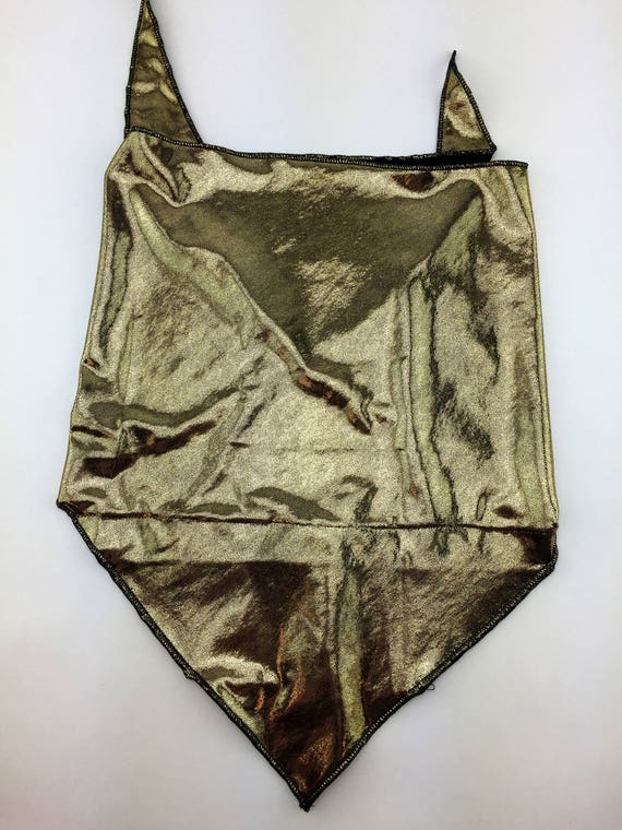 Liquid Gold: Super Shiny Gold Spandex Bandana w/ Hidden Stash Pocket