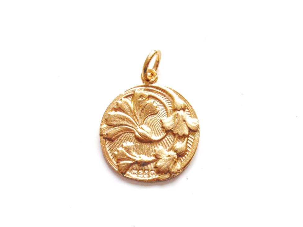Flower Charm Pendant Poppy Gold Zoom