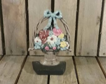 Vintage Doorstop, Flower Basket Door stop, Vintage Doorstopper