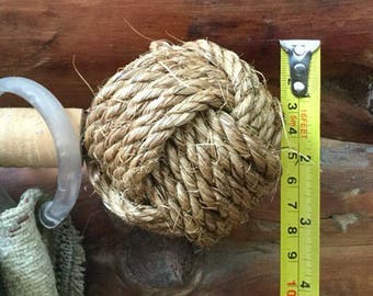 1 Pair of Nautical Rope Finials, in Brown or Cream ,You Choose,Larger Finials, Nautical Home Decor, Window Treatments, Nautical Curtain Rod