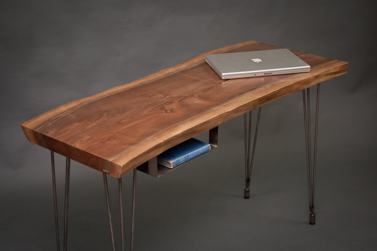 Your Custom Modern Live Edge Black Walnut Desk Elegant Zoom