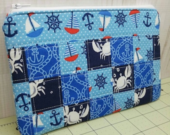 Nautical Zippered Patchwork Pouch