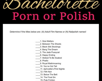 Personalized Bachelorette Games - Porn or Polish - Hens Night Games - Bachelorette Party - Bachelorette Party Games - Pink and Gold