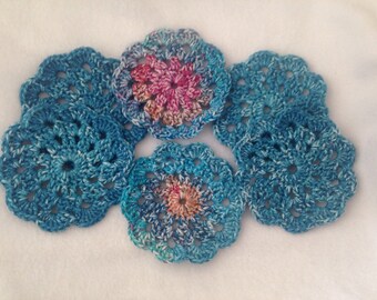 Crochet Doily Coasters, set of 6
