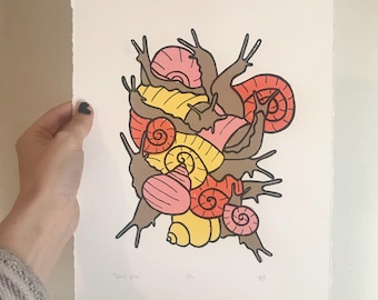 snail pile screen print