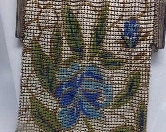 Vintage Whiting and Davis 1920's flapper enamel mesh purse