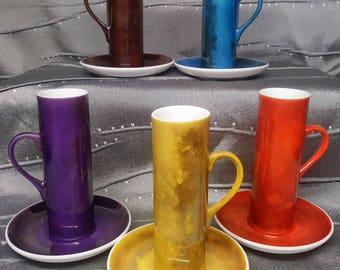 LaGardo Tackett Espresso Demitasse Cups Multi Color Schmid Japan Lot of 5 Mid Century Modern