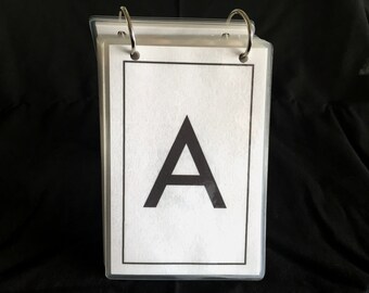 Laminated Alphabet Flash Cards, Simple Design, Double-sided, Bound by Rings, Preschool Learning ABC's