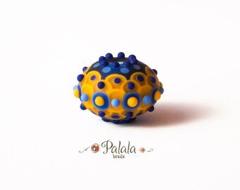 Focal lampwork matted bead, lampwork scales bead, Artisan lampwork bead