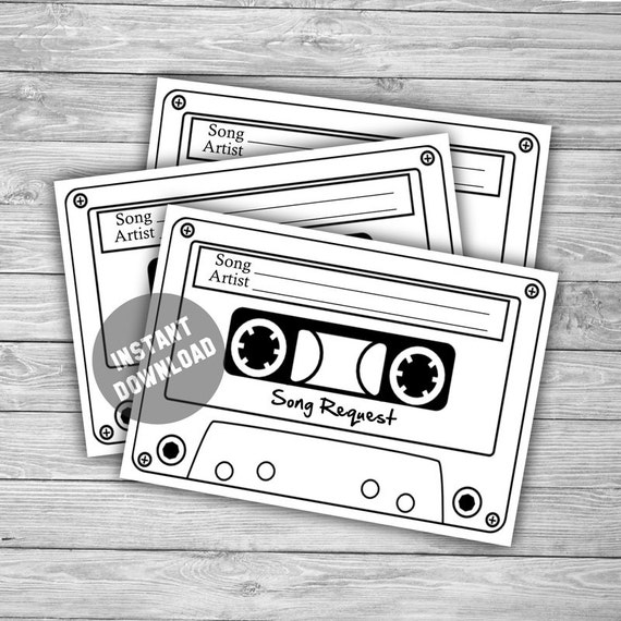 Song Request Cards Printable Instant Download Cassette song-request-cards-printable-instant-download-cassette
