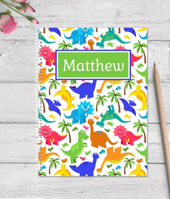 Dinosaur personalized notebook for kids spiral notebook