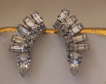 Vintage Weiss Rhinestone Earrings, Wedding Earrings, Weiss Jewelry, Weiss Earrings, Designer Earrings, Bridal Earrings, Weiss Rhinestone