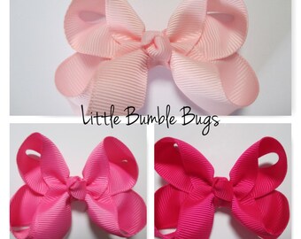 Baby/Toddler/Girl/Adult 2.5 Inch Boutique Hair Bows on Lined Alligator Clip - School and Everyday wear - Light Pink Hot Pink Shocking Pink
