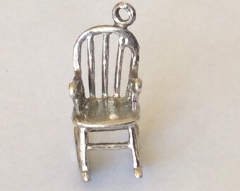 Sterling silver arm rocking chair charm vintage # S 809