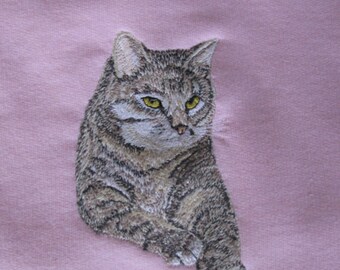 Embroidered "Tabby Cat" Sweatshirt