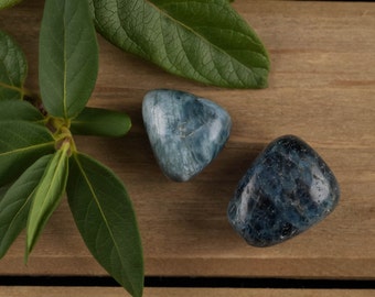 Two Blue APATITE Tumbled Stones - Polished Stones, Healing Crystals, Healing Stone, Polished Apatite, Tumbled Apatite, Raw Apatite E0147